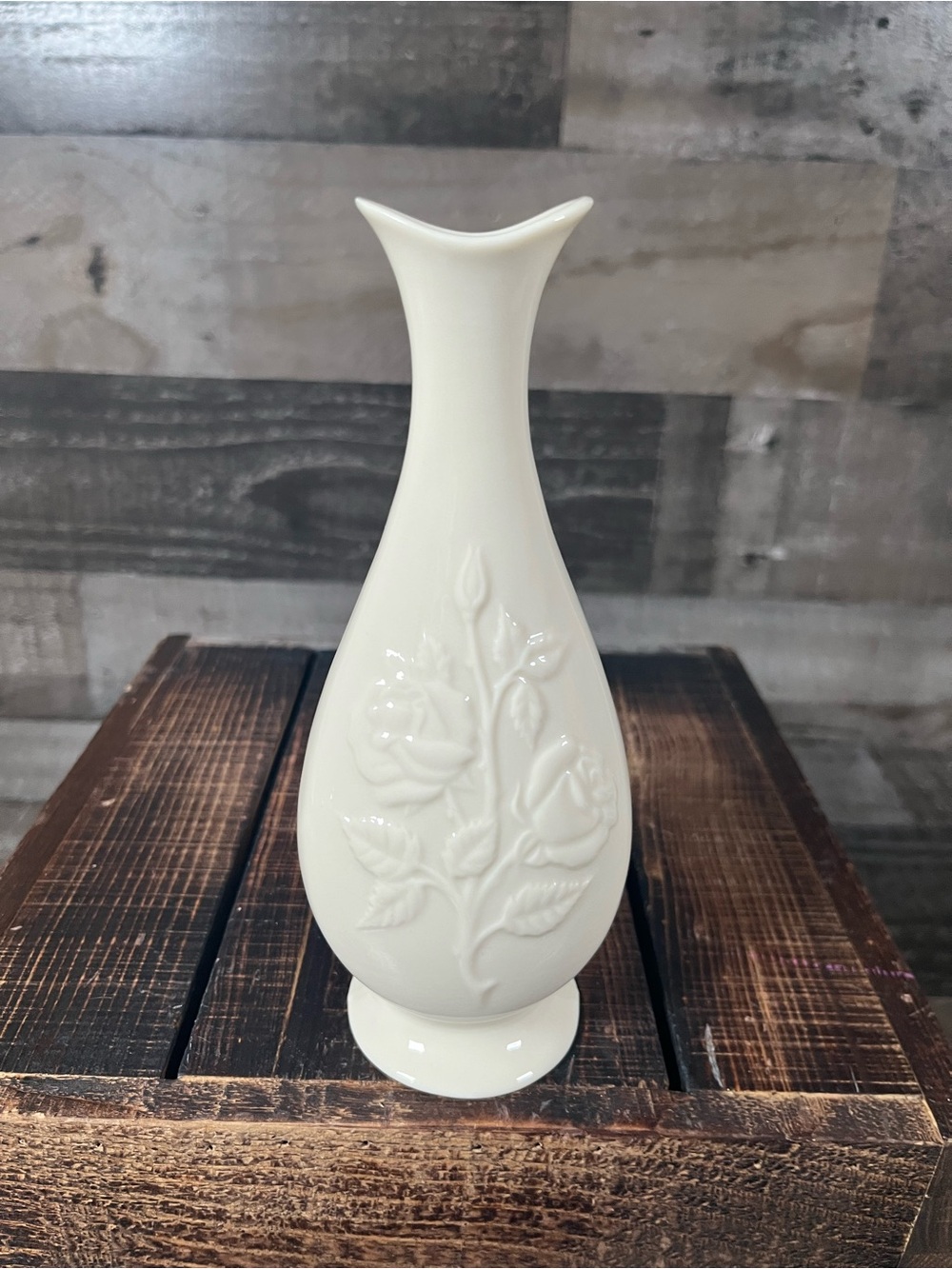 Vintage Lenox Sharon Bud Vase with Embossed Roses